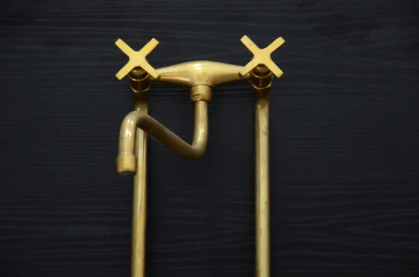 Brushed Brass Cross Handle Sink Faucet Perfect for Countertop Mounting