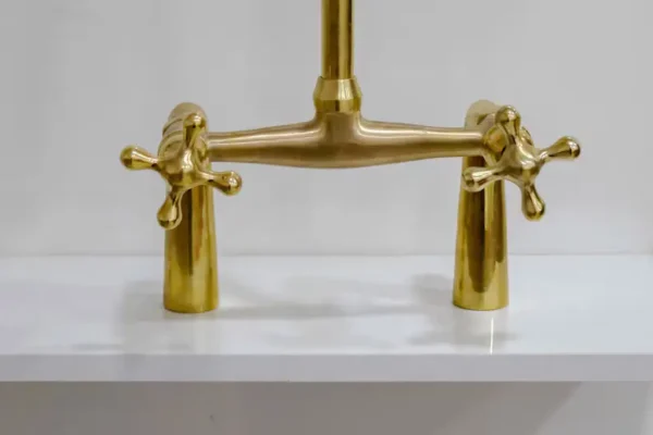 Unlacquered Brass Bridge Faucet with Elegant Linear Legs Classic design - Image 3