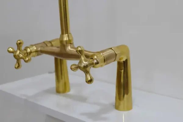 Unlacquered Brass Bridge Faucet with Elegant Linear Legs Classic design - Image 4