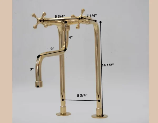 Unlacquered brass pot filler with long legs for practical use - Image 8