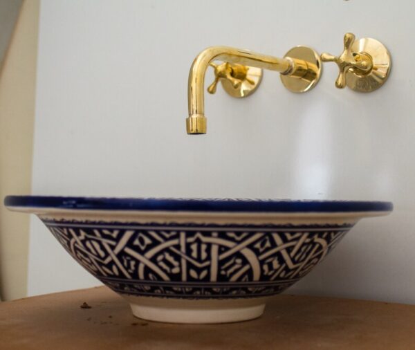 Unlacquered brass wall mount faucet with two holes for easy installation - Image 3