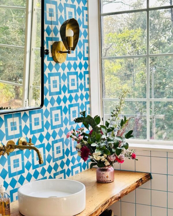 Unlacquered brass wall mount faucet with two holes for easy installation - Image 4