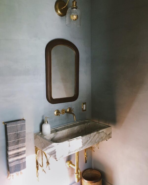 Unlacquered brass wall mount faucet with two holes for easy installation - Image 5