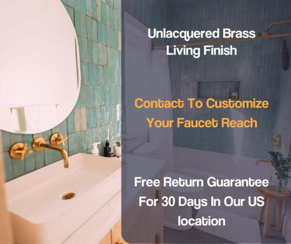 Unlacquered brass wall mount faucet with two holes for easy installation - Image 6