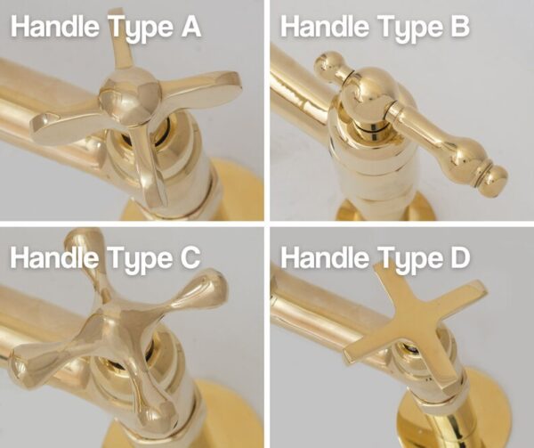 Unlacquered brass wall mount faucet with two holes for easy installation - Image 8